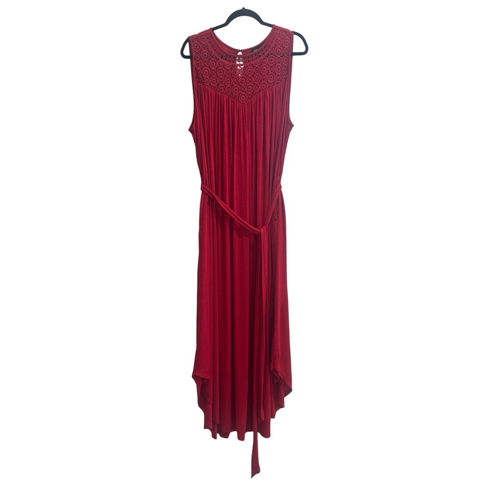 Lane Bryant Raspberry Crochet Yoke  Fit&flare Maxi Dress Sz 22/24 3x